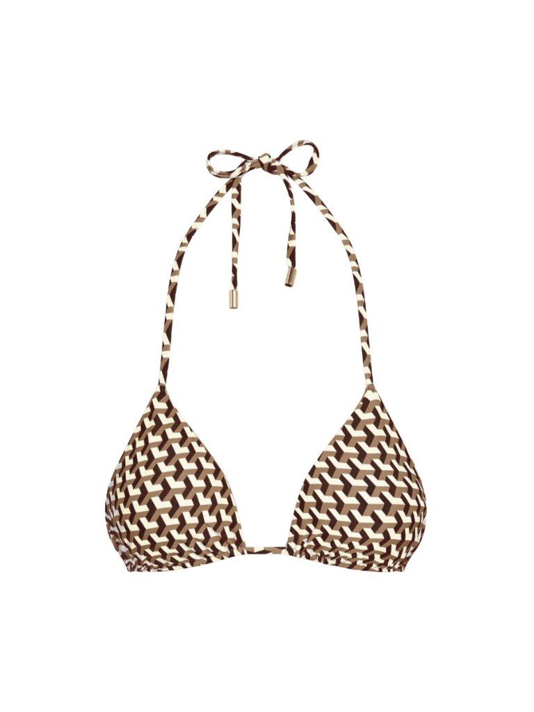 Monday Swimwear Palma Bikini Top In Husk Geo Print, Size Small